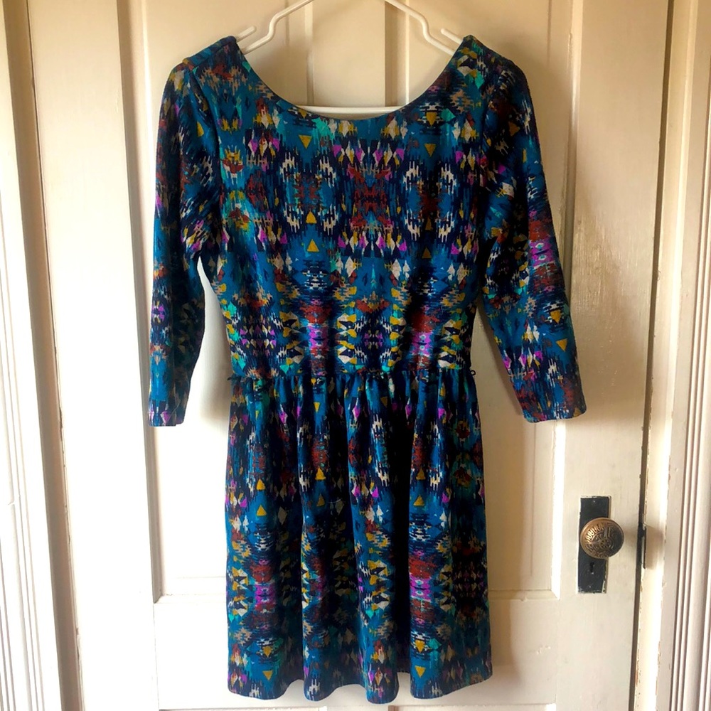 3/4 Sleeve Aztec Dress